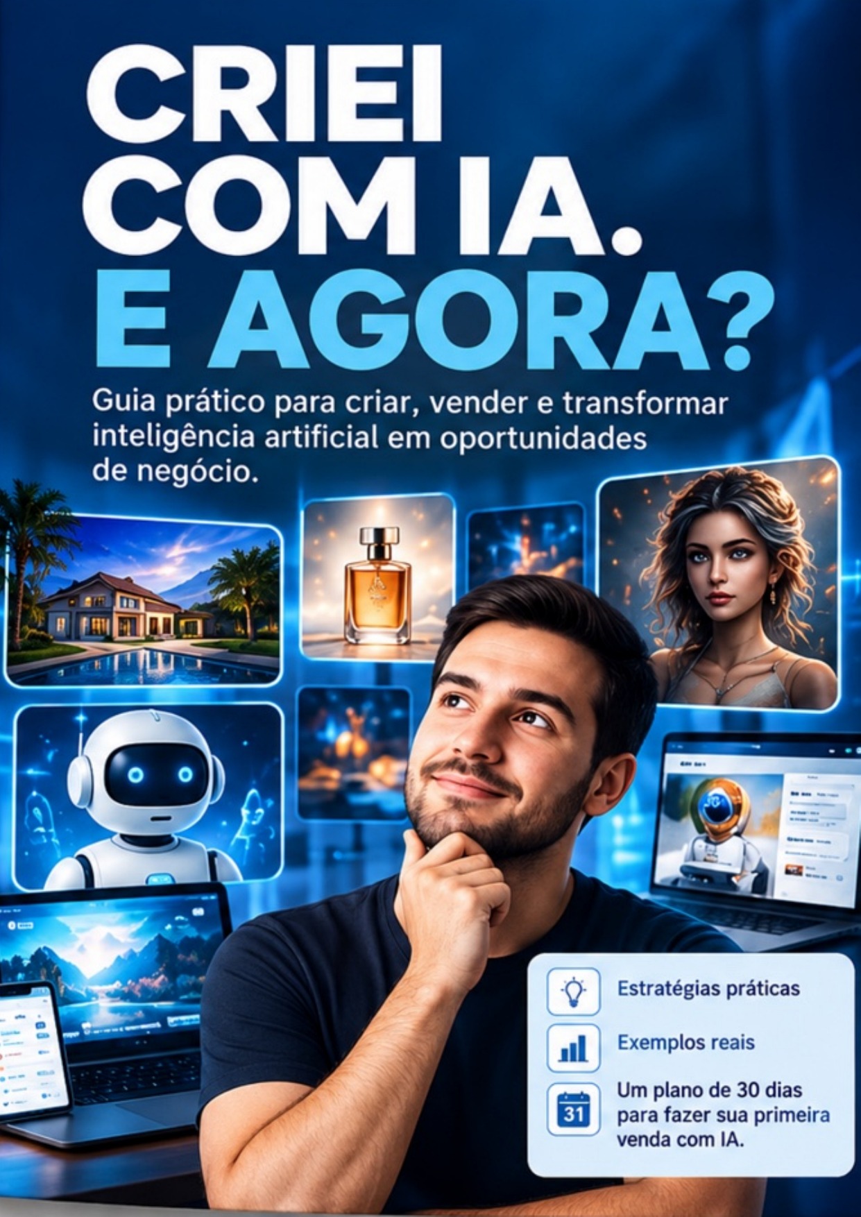 Capa do guia Criei com IA. E agora?
